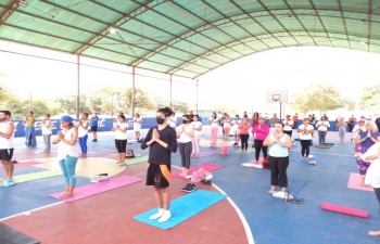 As part of AKAM, Embassy organised a Yoga session in Anzoategui state of Venezuela which saw enthusiastic participation. Ambassador Abhishek Singh spoke about Embassy's yoga  initiative called 'Yoga de la India'